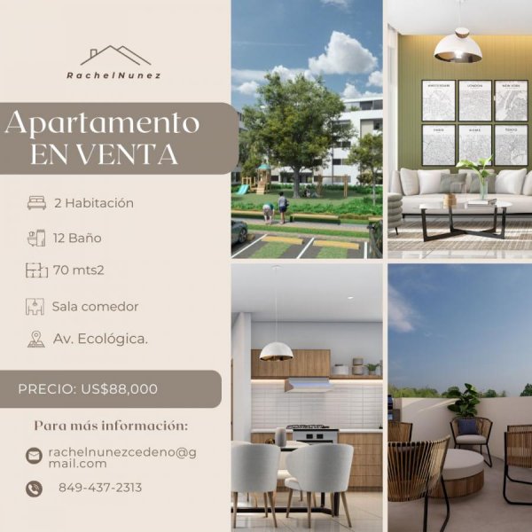 Apartamento de 2 Habitaciones en Venta en la Av. Ecológica. 