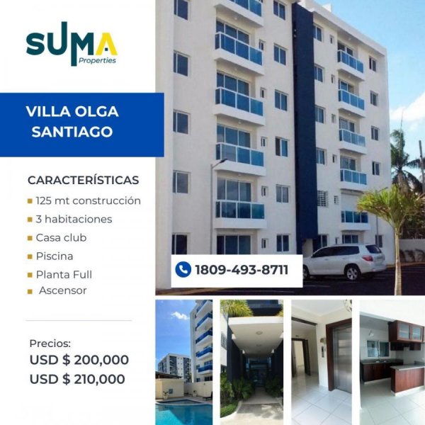 De venta apartamentos con piscina y planta full en Villa Olga